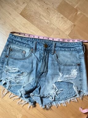 American Eagle Outfitters Light Blue Distressed Denim Cutoff Shorts